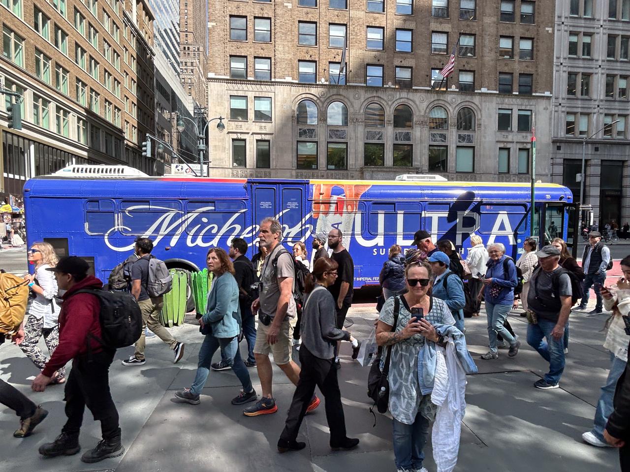 Transit advertising on a commuter rail car